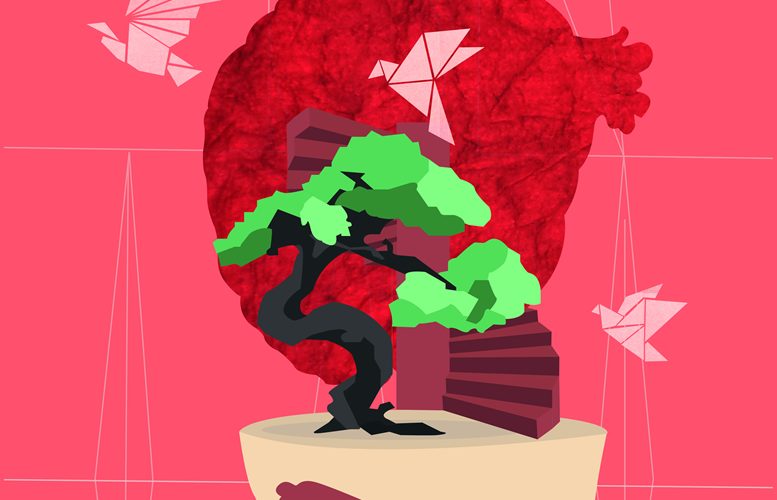 Animo giocoso, l’artigiano e la sua creazione come un bonsai